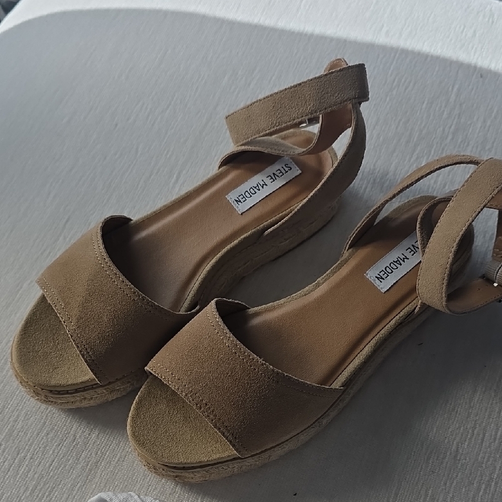 Steve Madden Tan Espadrille Platform Sandals